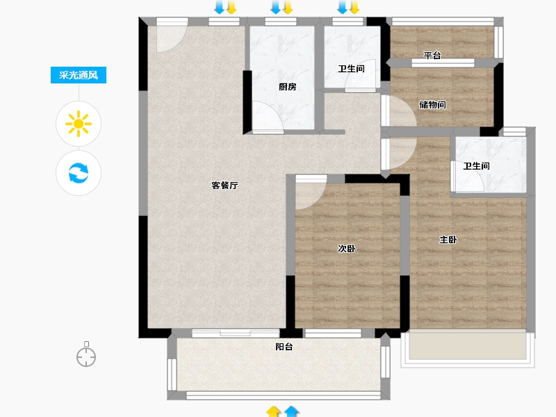 安徽省-宿州市-国建院子-90.01-户型库-采光通风