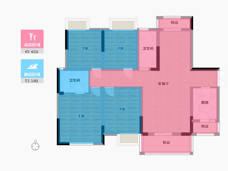 四川省-巴中市-江南尚城二期-104.68-户型库-动静分区