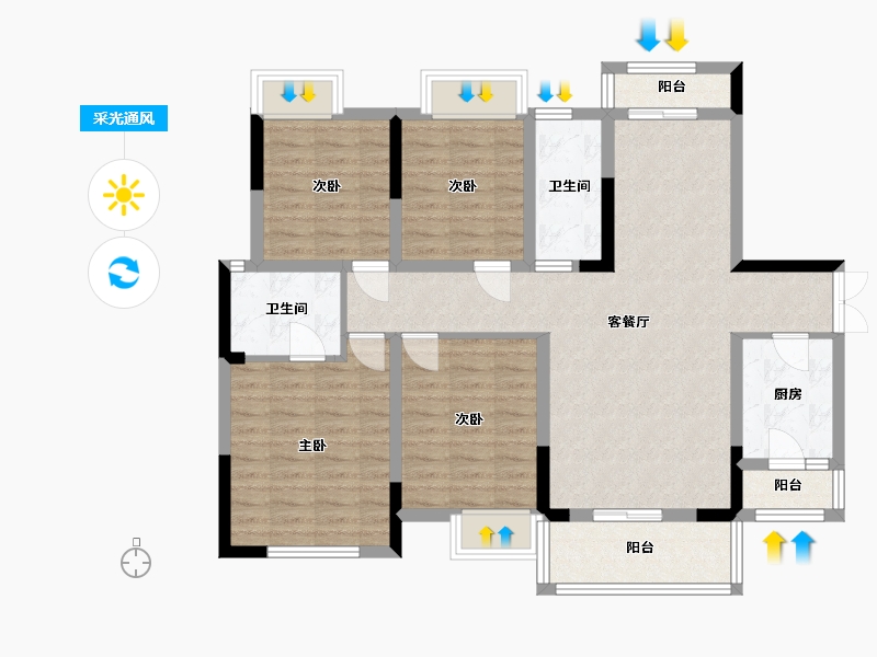 四川省-巴中市-江南尚城二期-104.68-户型库-采光通风