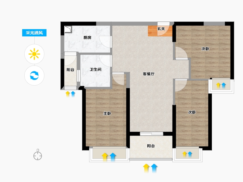 广西壮族自治区-柳州市-恒大城-83.00-户型库-采光通风