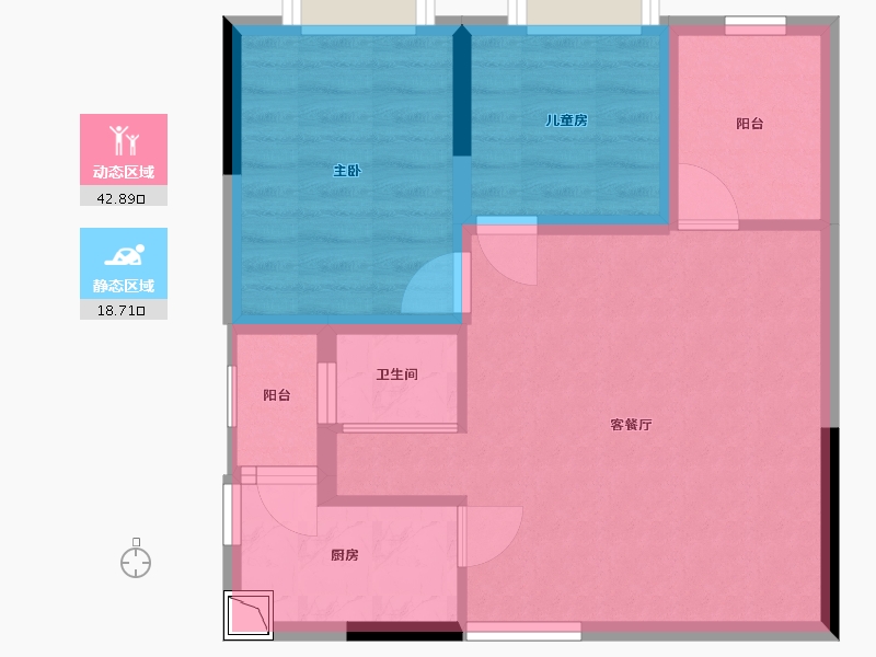 四川省-成都市-南岸华庭-54.62-户型库-动静分区