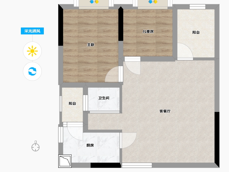 四川省-成都市-南岸华庭-54.62-户型库-采光通风