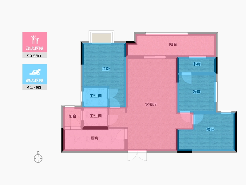 四川省-宜宾市-春天大院-89.36-户型库-动静分区