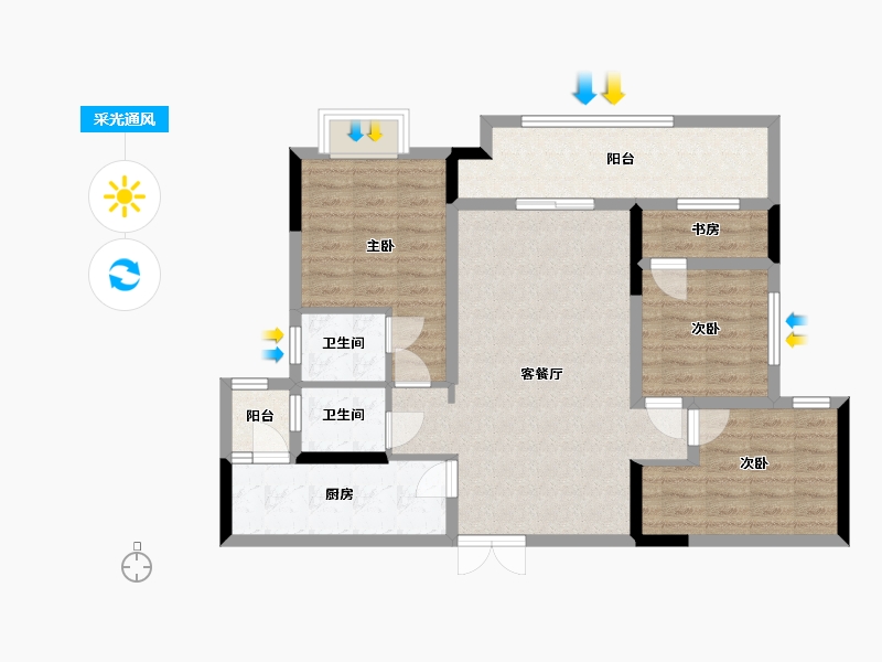 四川省-宜宾市-春天大院-89.36-户型库-采光通风