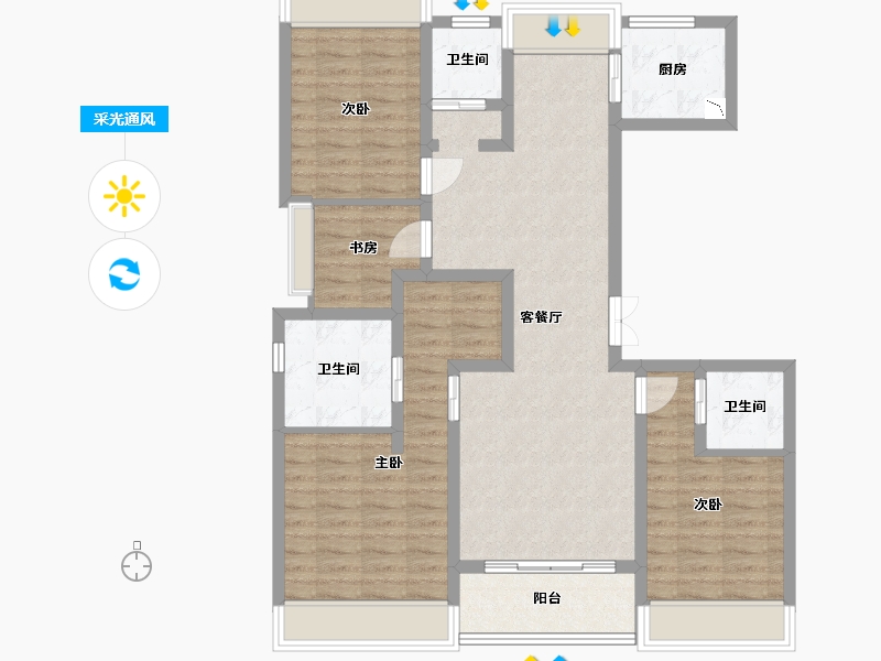 上海-上海市-前滩晶萃名邸-99.10-户型库-采光通风