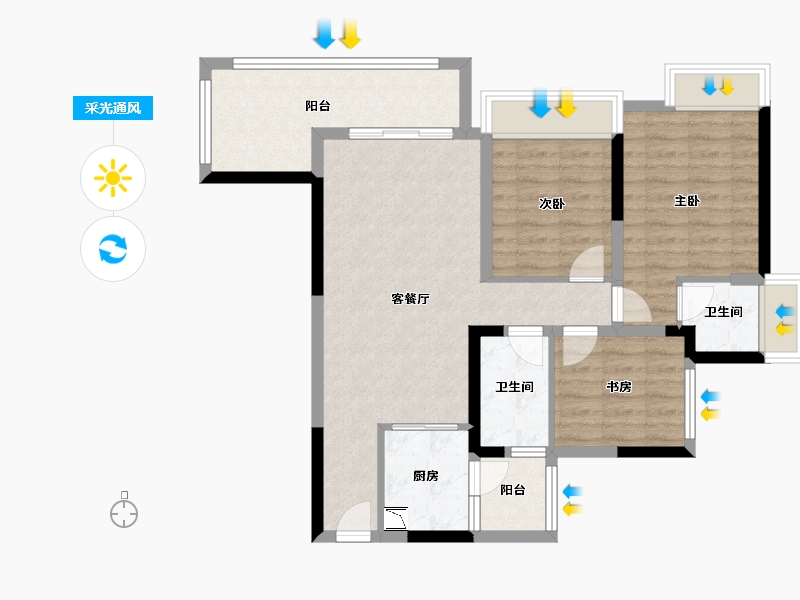 四川省-绵阳市-同立·中央23街区-82.24-户型库-采光通风