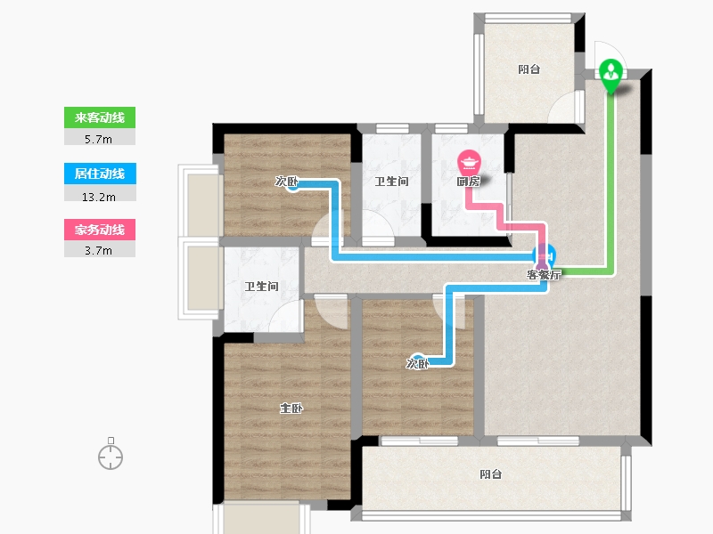 四川省-绵阳市-同立·中央23街区-90.02-户型库-动静线