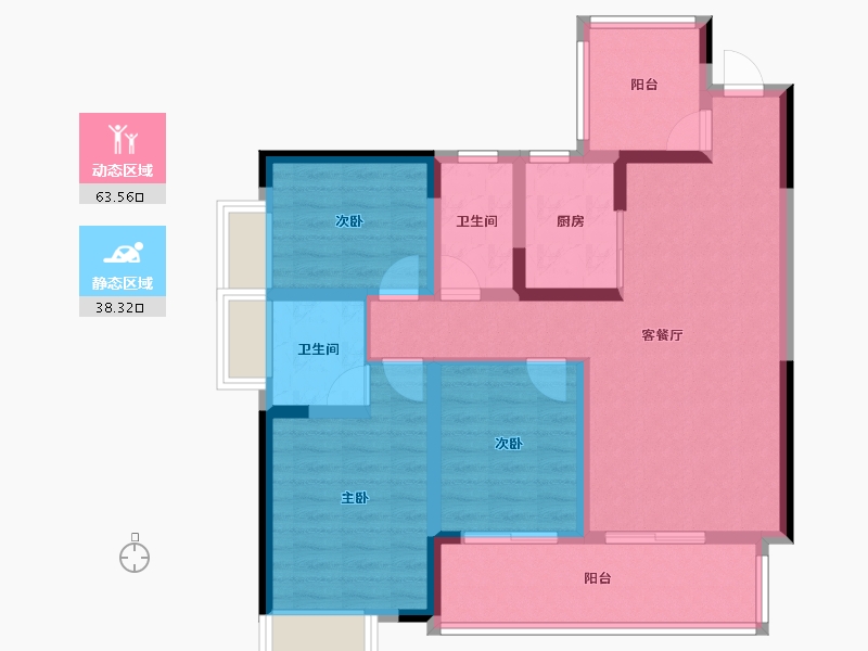 四川省-绵阳市-同立·中央23街区-90.02-户型库-动静分区