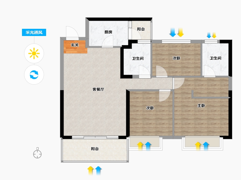 广西壮族自治区-柳州市-恒大城-98.00-户型库-采光通风