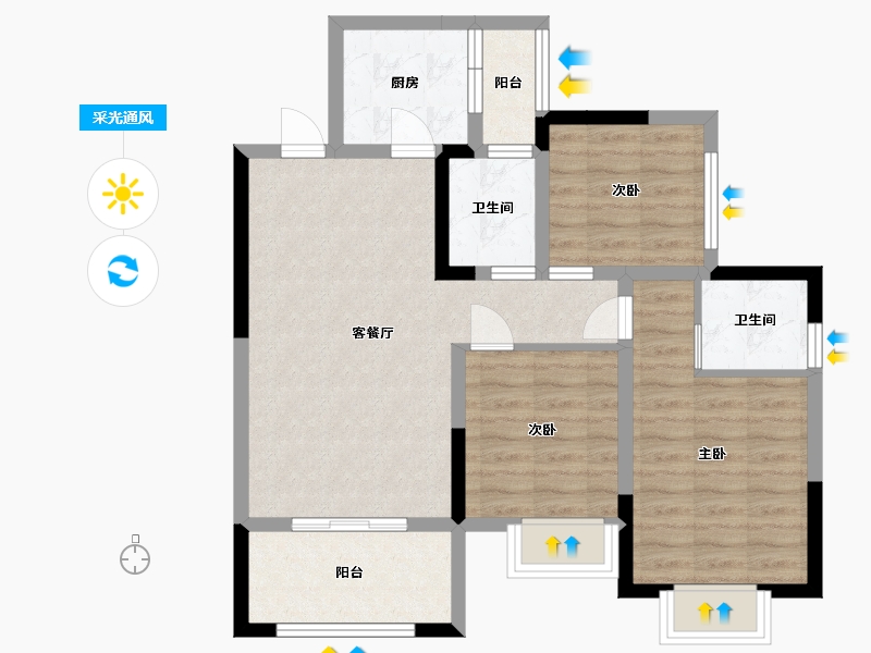 四川省-巴中市-国力江湾城-76.27-户型库-采光通风