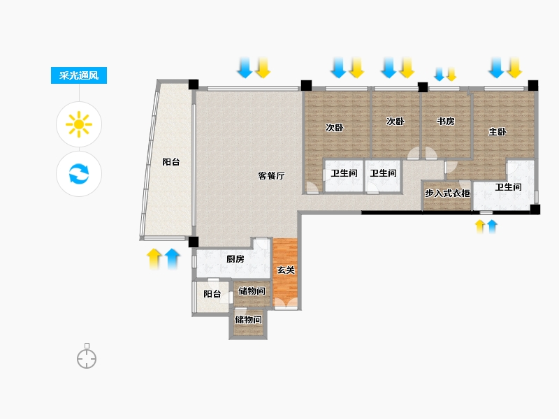 四川省-成都市-重庆来福士住宅-234.88-户型库-采光通风