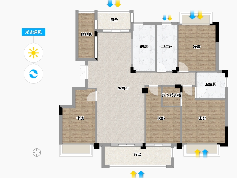 广西壮族自治区-桂林市-文源学府-128.09-户型库-采光通风