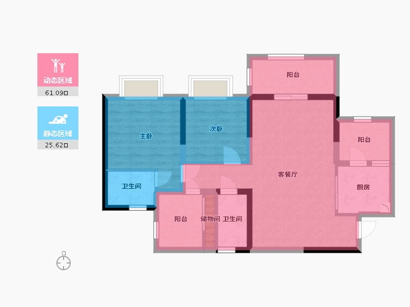 四川省-宜宾市-白沙翡翠城-76.30-户型库-动静分区