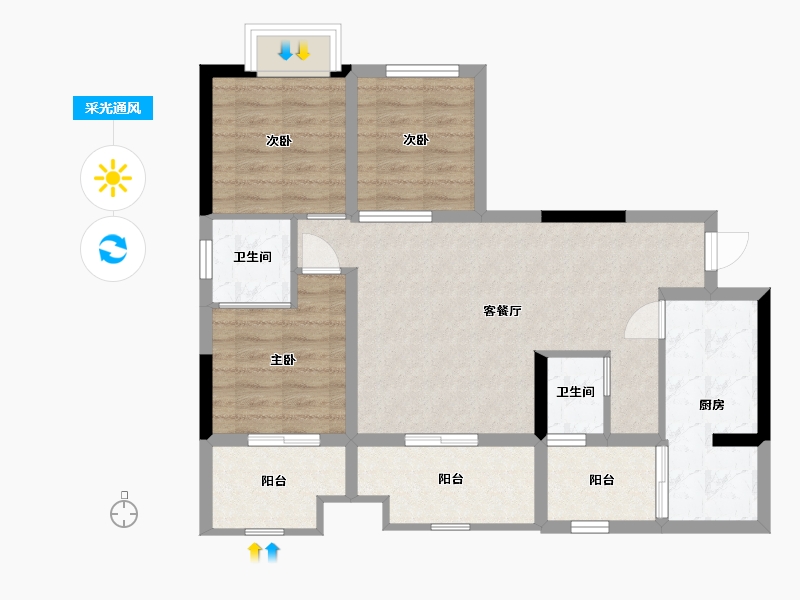 四川省-成都市-南岸华庭-78.05-户型库-采光通风