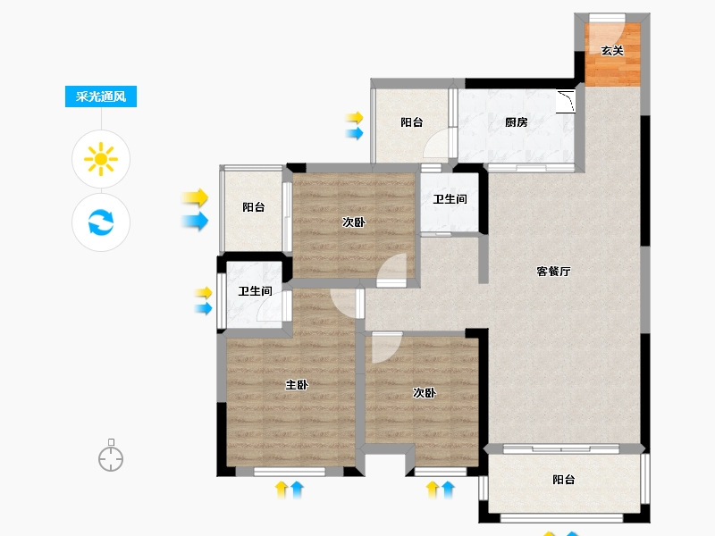 广西壮族自治区-桂林市-泰安独秀天下-97.50-户型库-采光通风