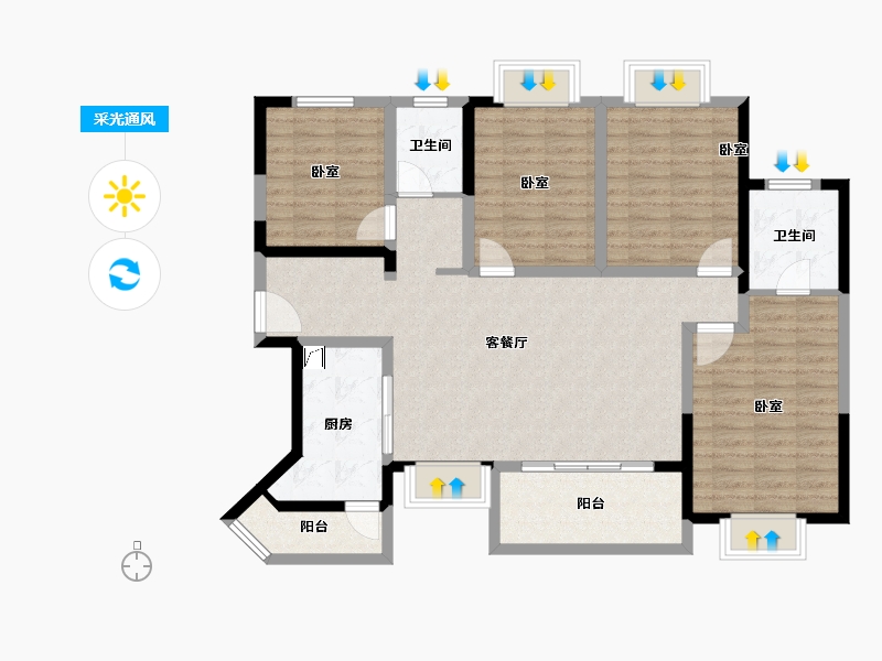 四川省-成都市-朗诗熙华府-111.19-户型库-采光通风