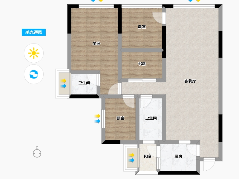 四川省-遂宁市-远升凤凰城-85.02-户型库-采光通风