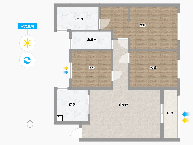 四川省-巴中市-宏地壹品广场-83.54-户型库-采光通风