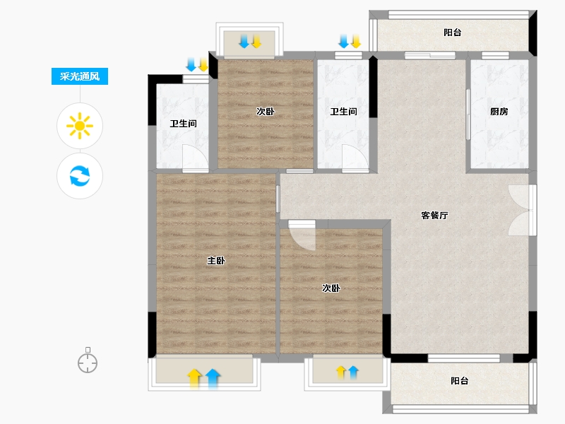 四川省-巴中市-江南尚城二期-99.57-户型库-采光通风