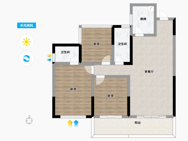 四川省-宜宾市-蜀南城市中心-94.98-户型库-采光通风