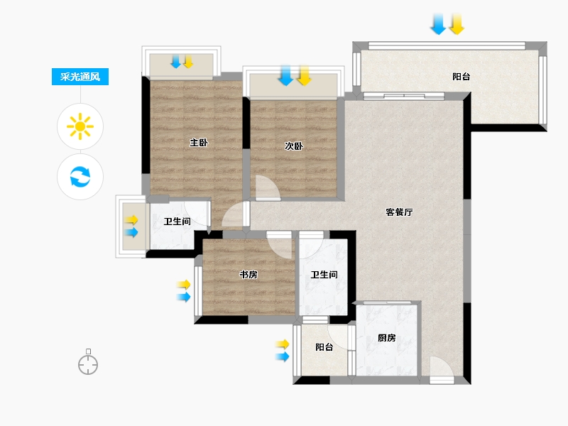 四川省-绵阳市-同立·中央23街区-82.80-户型库-采光通风