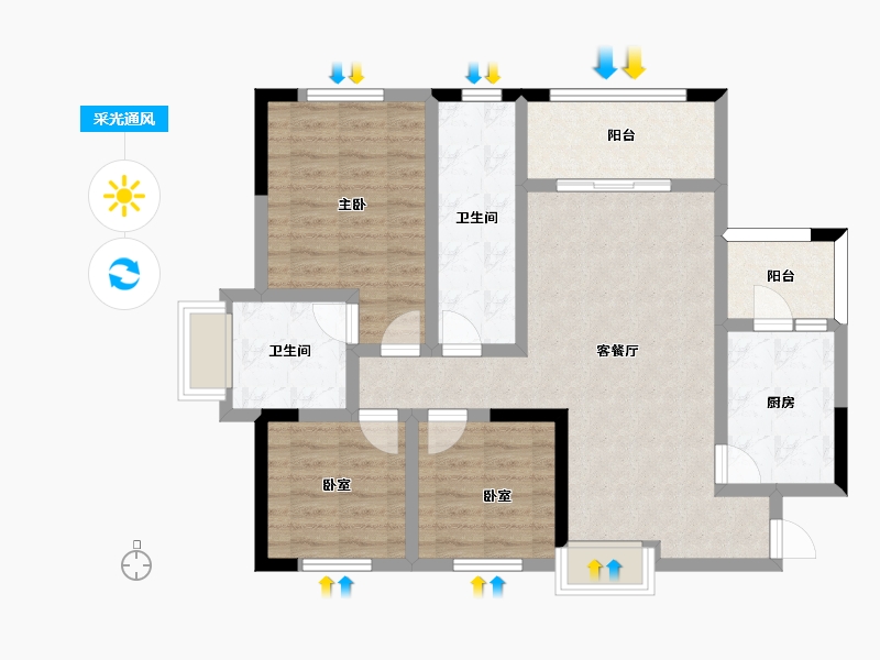 四川省-遂宁市-远升凤凰城-88.67-户型库-采光通风