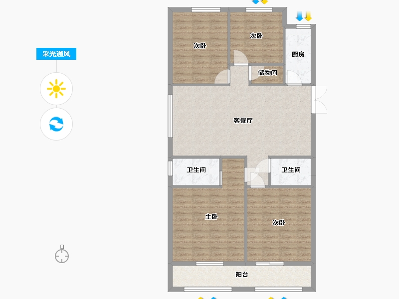 四川省-巴中市-宏地壹品广场-107.45-户型库-采光通风