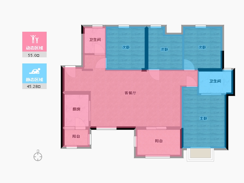 四川省-宜宾市-绿地宜宾城际空间站-89.65-户型库-动静分区