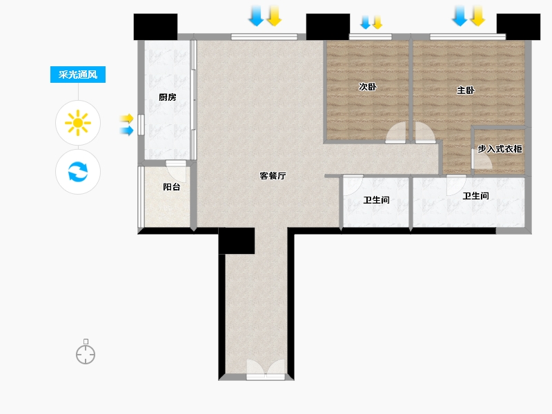 四川省-成都市-重庆来福士住宅-118.36-户型库-采光通风