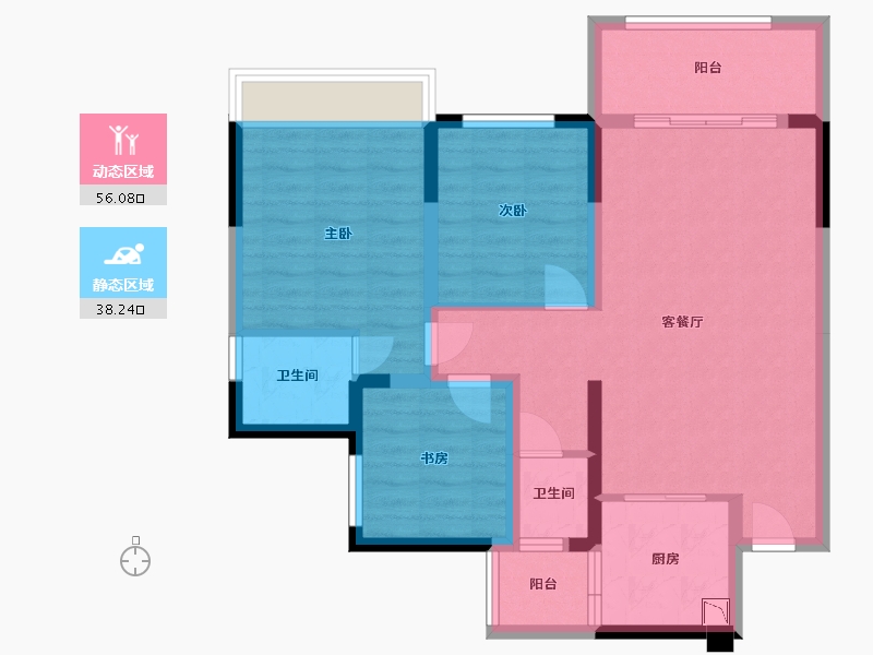 四川省-巴中市-泽尧壹品-83.52-户型库-动静分区