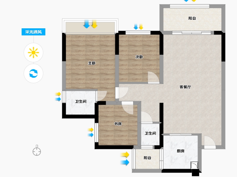 四川省-巴中市-泽尧壹品-83.52-户型库-采光通风