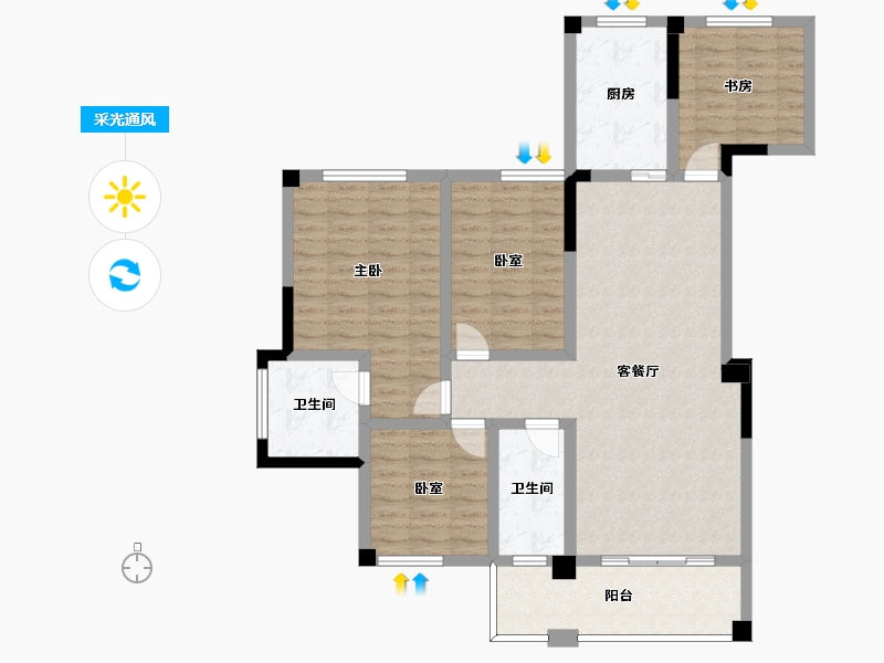 四川省-遂宁市-远升凤凰城-107.21-户型库-采光通风