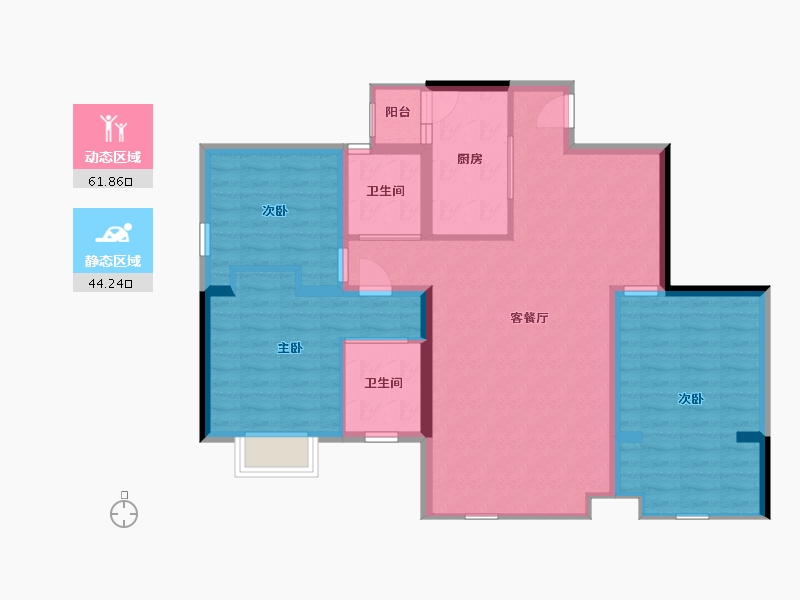 四川省-成都市-南岸华庭-95.65-户型库-动静分区