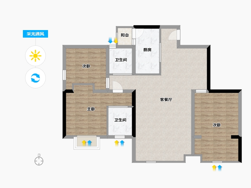 四川省-成都市-南岸华庭-95.65-户型库-采光通风