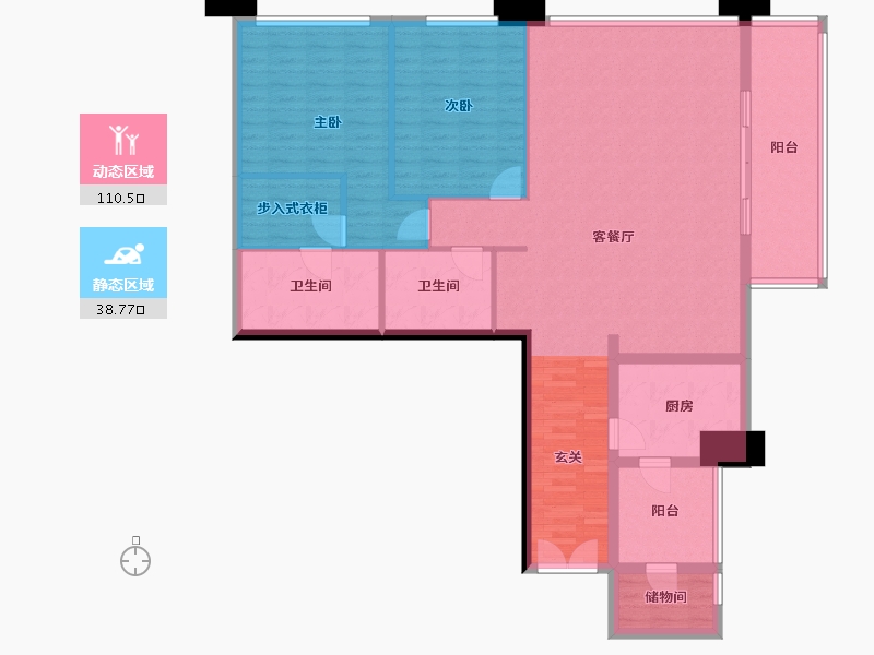 四川省-成都市-重庆来福士住宅-135.44-户型库-动静分区