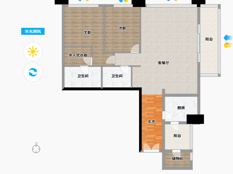 四川省-成都市-重庆来福士住宅-135.44-户型库-采光通风