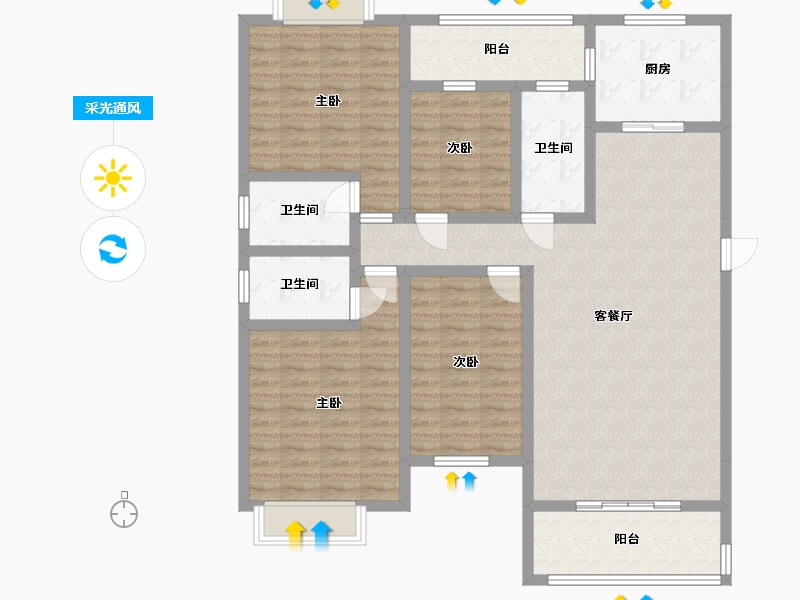 四川省-巴中市-华兴·凯莱国际-126.90-户型库-采光通风