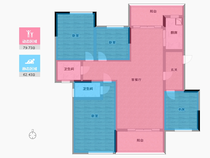 四川省-眉山市-金府南湖滨江-126.15-户型库-动静分区