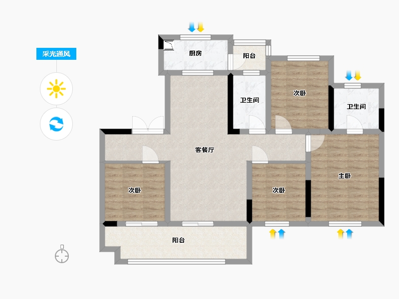 四川省-巴中市-置信府-95.07-户型库-采光通风