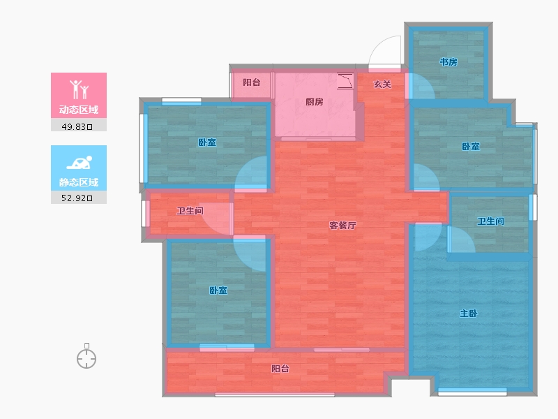 广西壮族自治区-柳州市-彰泰红-90.84-户型库-动静分区