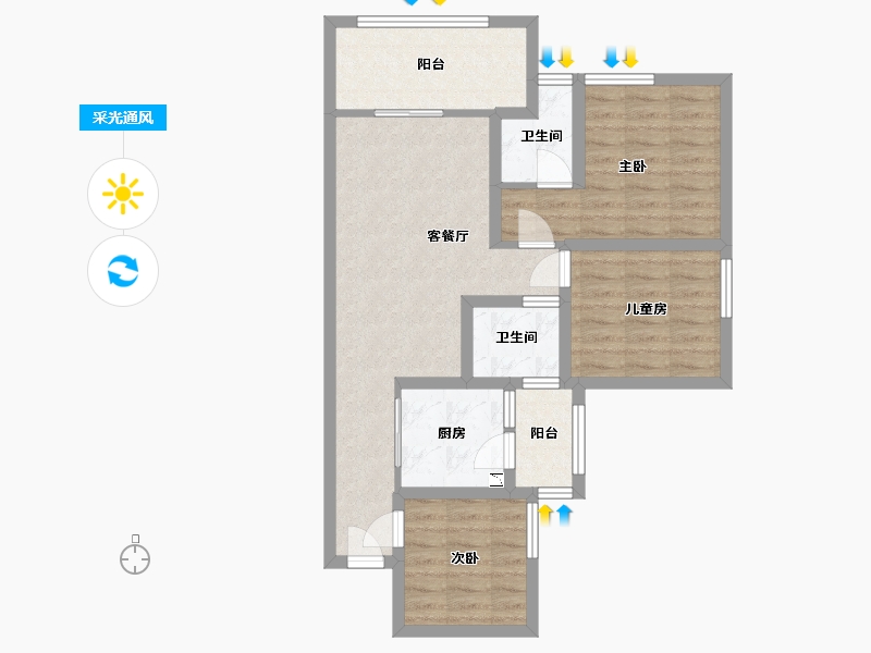 四川省-巴中市-阳光·巨林天下城-75.00-户型库-采光通风