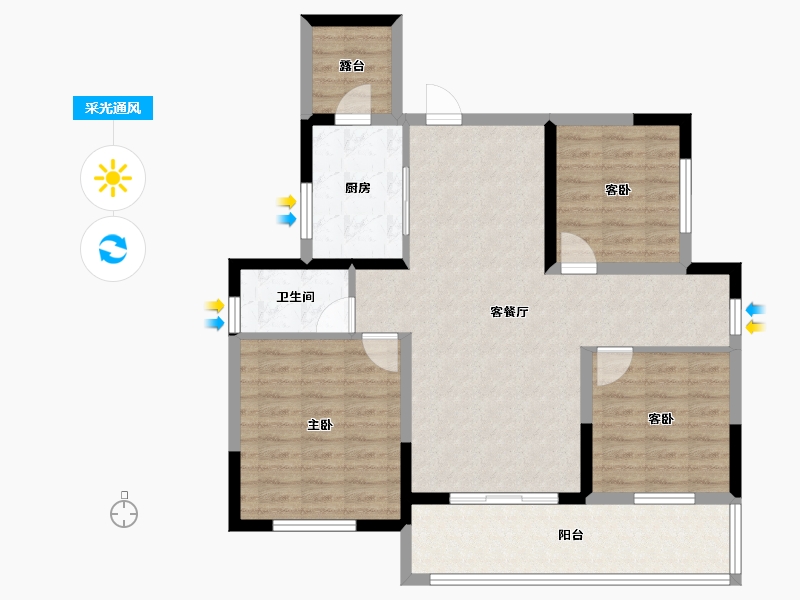 四川省-内江市-邦泰天誉-93.07-户型库-采光通风