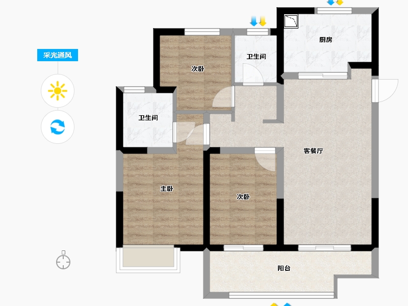 江苏省-无锡市-融创银城惠山国际社区-79.32-户型库-采光通风