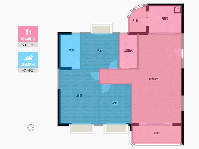 福建省-泉州市-莲花万盛凤凰城-105.84-户型库-动静分区