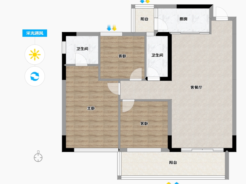 四川省-内江市-邦泰天誉-97.32-户型库-采光通风