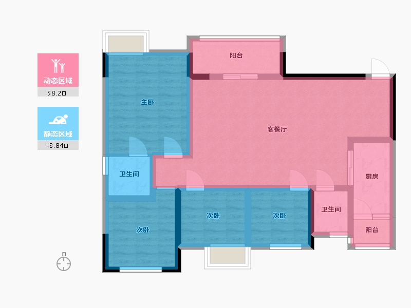 四川省-巴中市-阳光·巨林天下城-90.20-户型库-动静分区