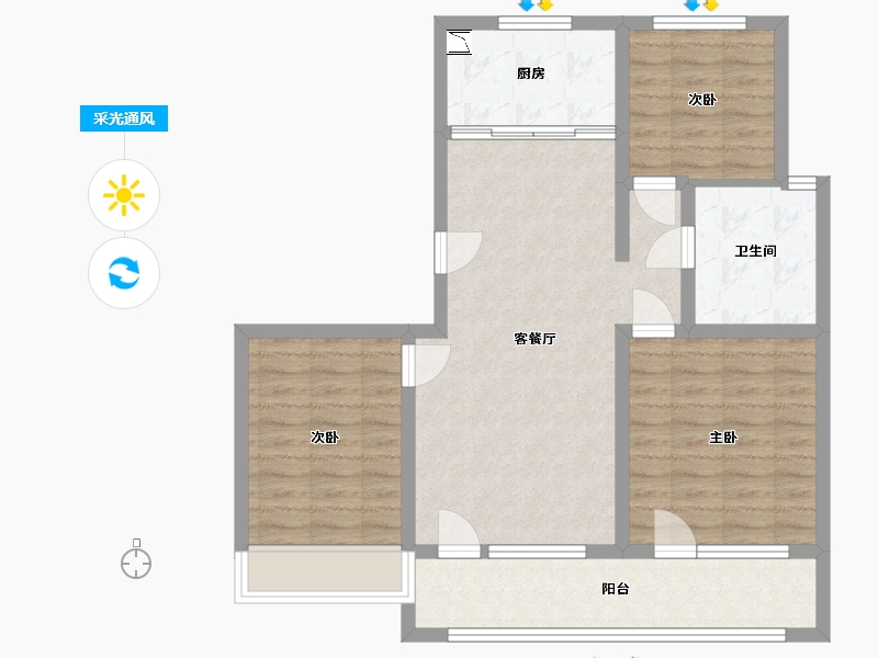 山东省-青岛市-海信九贤府-84.00-户型库-采光通风