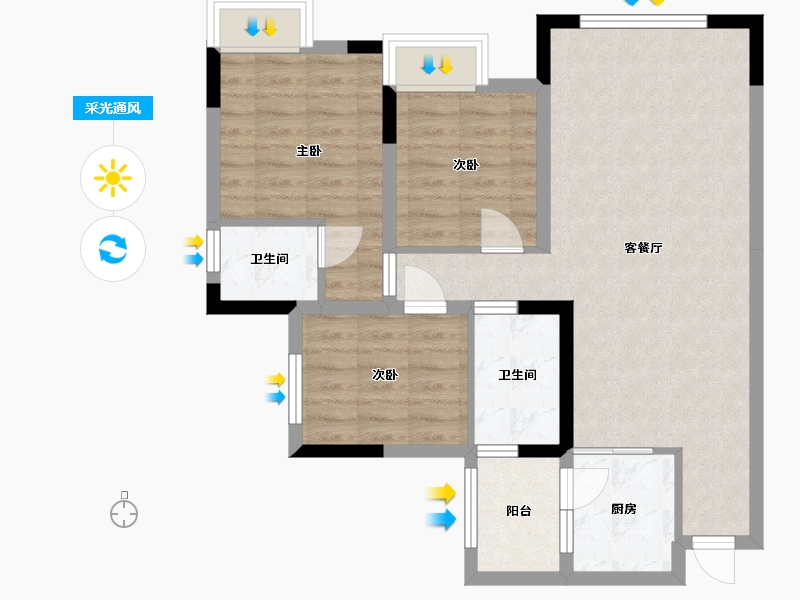 四川省-巴中市-阳光·巨林天下城-75.46-户型库-采光通风