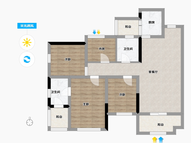 四川省-巴中市-置信府-79.47-户型库-采光通风