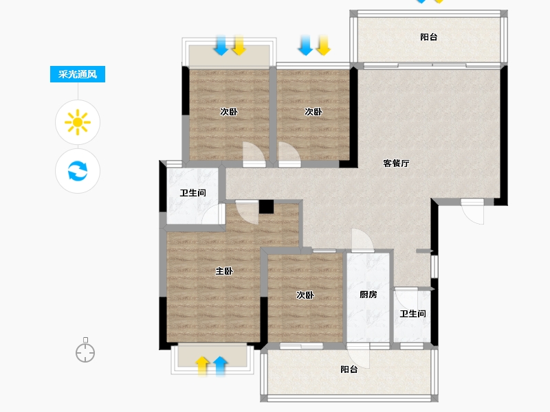 广西壮族自治区-桂林市-水岸林邸-107.02-户型库-采光通风